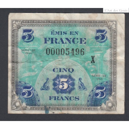 France - 5 Francs Drapeau Lettre X petit Numéro  - TB+  lartdesgents