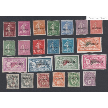 Lot 23 Timbres Andorre Français - n°1 à n°23 - Neufs - Cote 1400 Euros - lartdesgents.fr