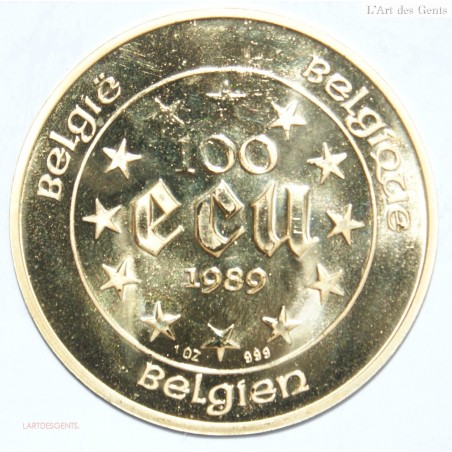 BELGIQUE - 100 ECU OR 1 once 24K 999/00 Marie Thérèse 1989. lartdesgents.fr