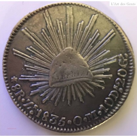 MEXIQUE 8 Reales 1835 O.M Zacatecas km 377.13, lartdesgents.fr