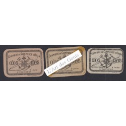 Chambre de commerce d'Oran lot de 3 bons pour 0 franc 05 centimes 1916-1920-  lartdesgents