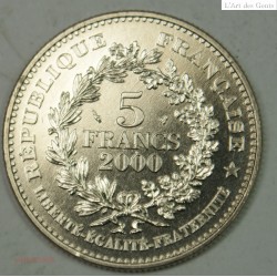rare 5 Francs 2000 Nickel Marianne de Chaplain. lartdesgents.fr