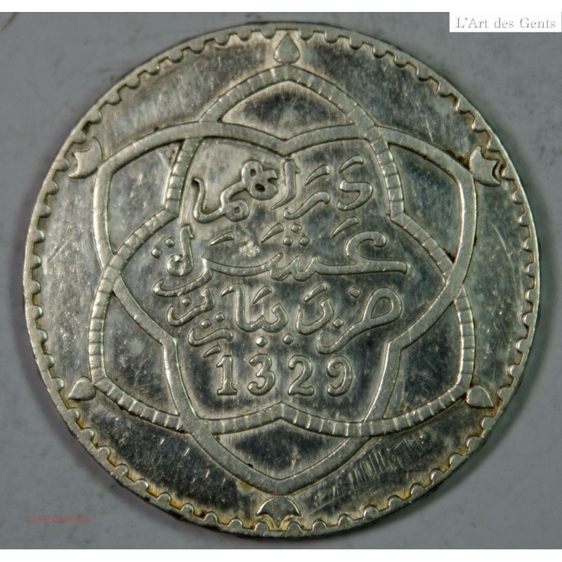 Maroc 10 dirhams 1329-1911 SUPERBE, lartdesgents.fr