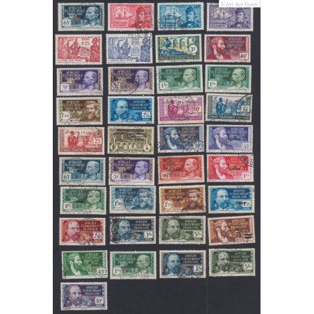 Lot de  37 Timbres Colonies Afrique Équatoriale 1938-1940 -Oblitérations cote 242 € lartdesgents