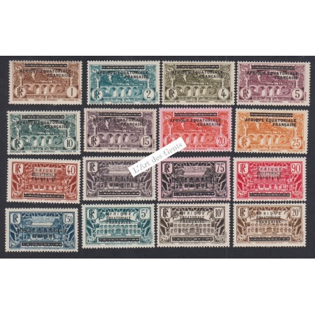 Colonies Françaises Série 16 Timbres Afrique Equatoriale Française 1936, Neufs, cote 216€, lartdesgents.fr