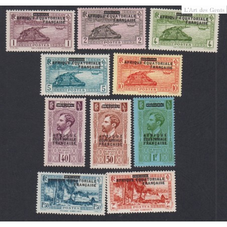 Colonies Françaises AEF 1936 n°17 à n°26,Timbres du Congo surchargés Neufs* cote 90 €, lartdesgents