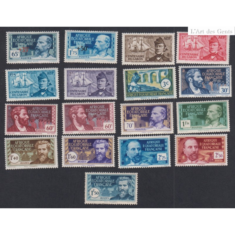 Colonies Série de 17 Timbres avec variétés AEF 1938-40, n°64 à 86 Neufs* lartdesgents