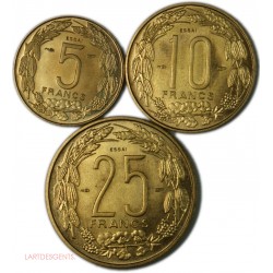 ESSAI Colonie CAMEROUN, 5,10,25 francs 1958, FDC, lartdesgents.fr