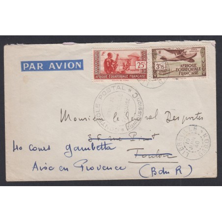 Colonies - Lettre cachet Libreville Gabon - Controle Postal Commission C 1940, lartdesgents
