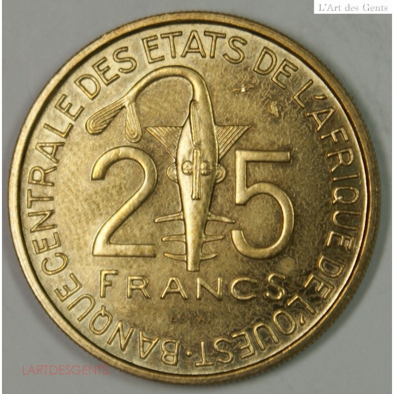 ESSAI Colonie BCEAO -  25 Francs 1970, lartdesgents.fr