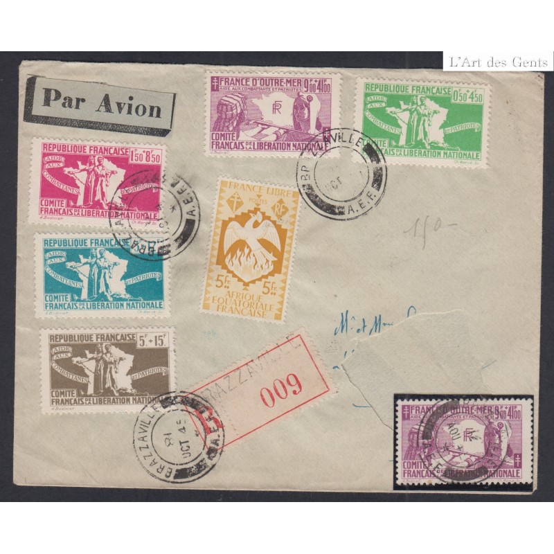 Colonies - Lettre Cachet Brazzaville AEF  1945, lartdesgents.fr