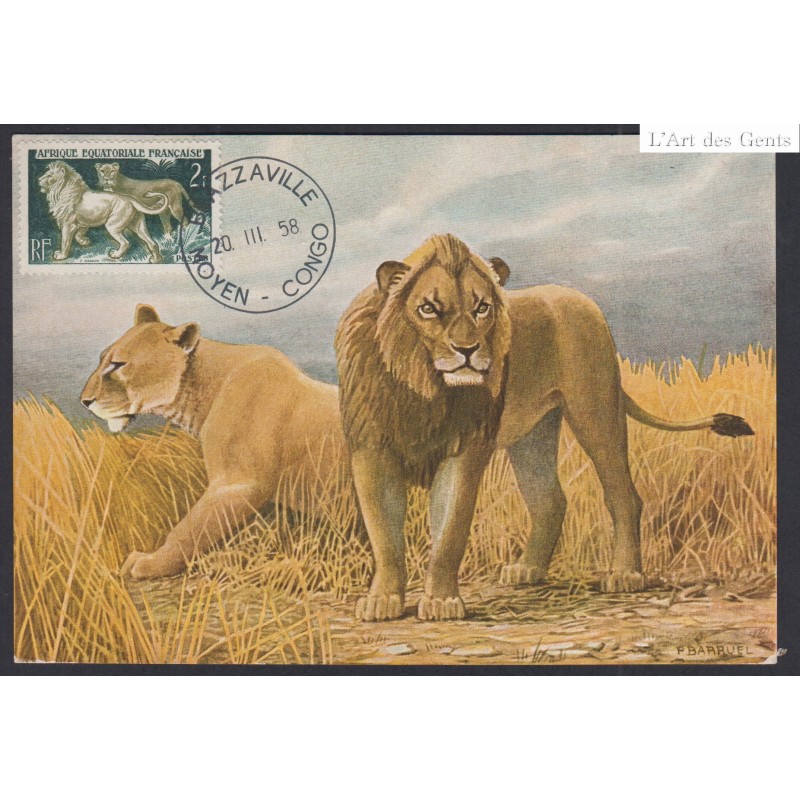 Colonies - CPA Cachet Brazzaville Moyen Congo 1958, lartdesgents.fr