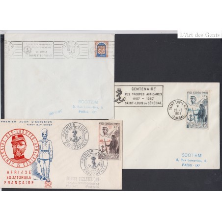 Colonies - Lot de 3 enveloppes Sénégal 1957,  lartdesgents.fr