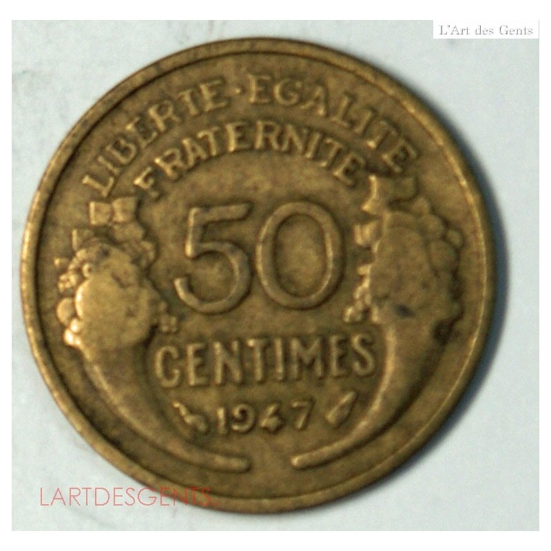50 centimes 1947 Morlon bronze-alu TB, LARTDESGENTS.FR