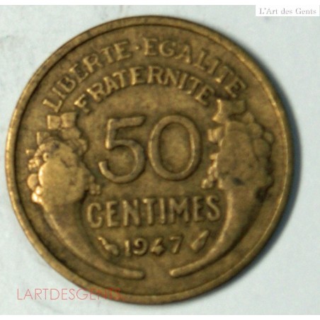 50 centimes 1947 Morlon bronze-alu TB, LARTDESGENTS.FR