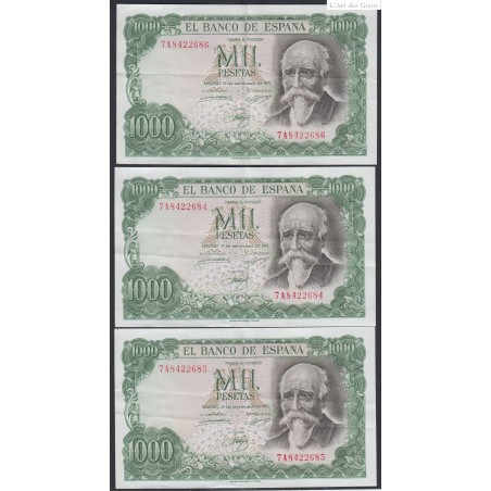 Espagne - Lot de 3 Billets 100 Pesetas Numéros suivis - lartdesgents.fr