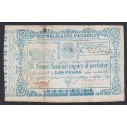 Paraguay Billet 2 Pesos 1865 - TB  lartdesgents.fr