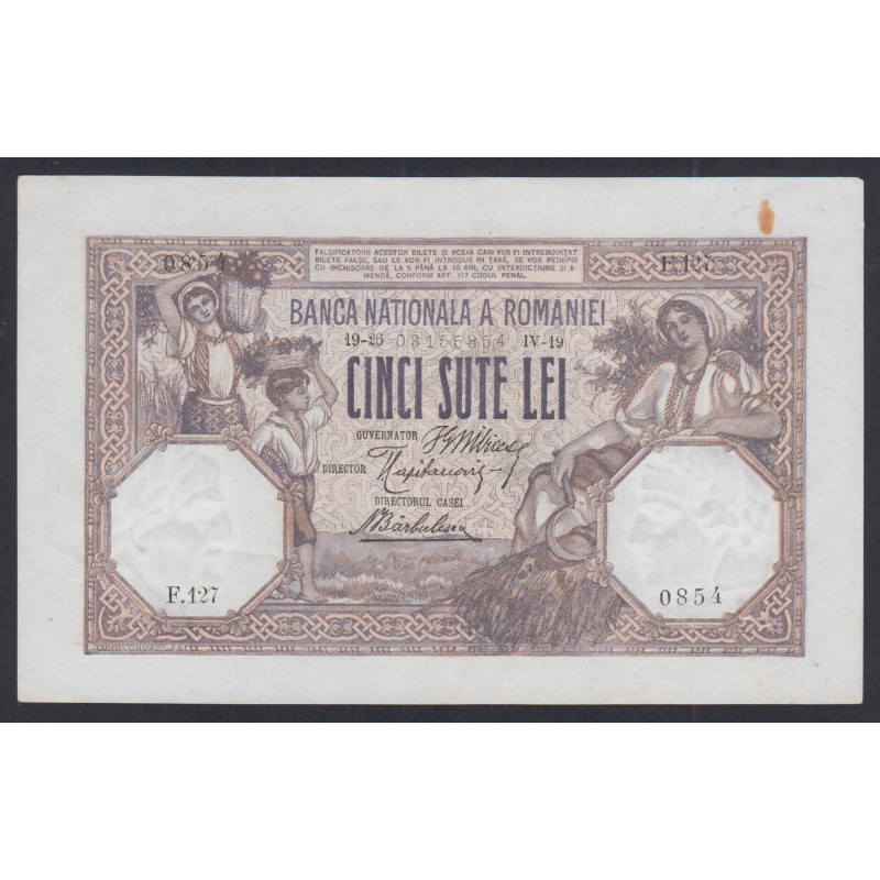 Roumanie Billet 500 lei 1919 Romania P22c f.127 0854 SUP+, lartdesgents.fr