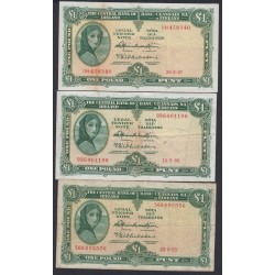 Irlande du Sud - Lot de 7 Billets de 1 pound - 1962 à 1969 - lartdesgents.fr