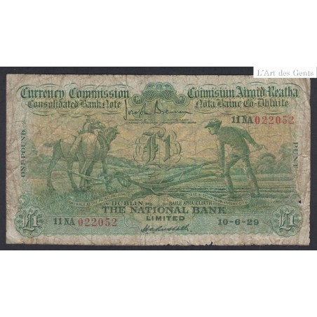 Irlande Ploughman Billet 1 Pound -n° 11NA022052 - 1929  - lartdesgents.fr