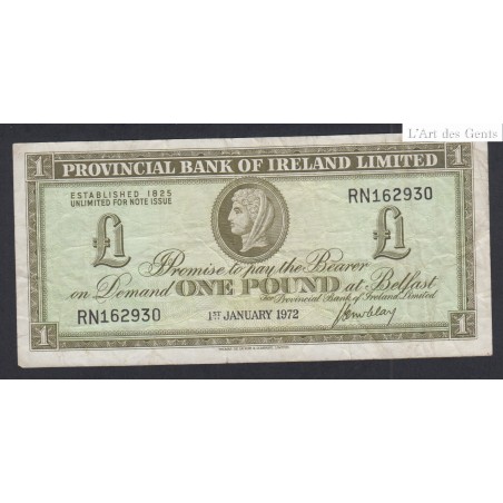 Irlande du Nord - Billet 1 Pound - n° RN162930 - 1972 - lartdesgents.fr