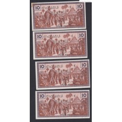 Lot 3 billets d'Indochine 10 cents 1939 P-85 N° suivie 859767-68-69, lartdesgents.fr