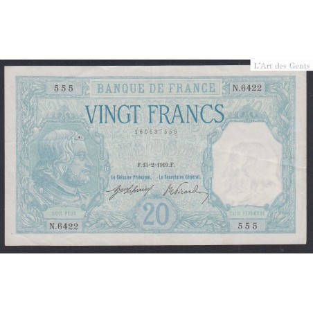 Billet France 20 Francs Bayard 1919  - N.6422 555 - lartdesgents.fr