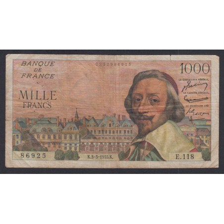 Billet France 1000 Francs Richelieu 03-03-1955 - n°E.118 86925 - lartdesgents.fr
