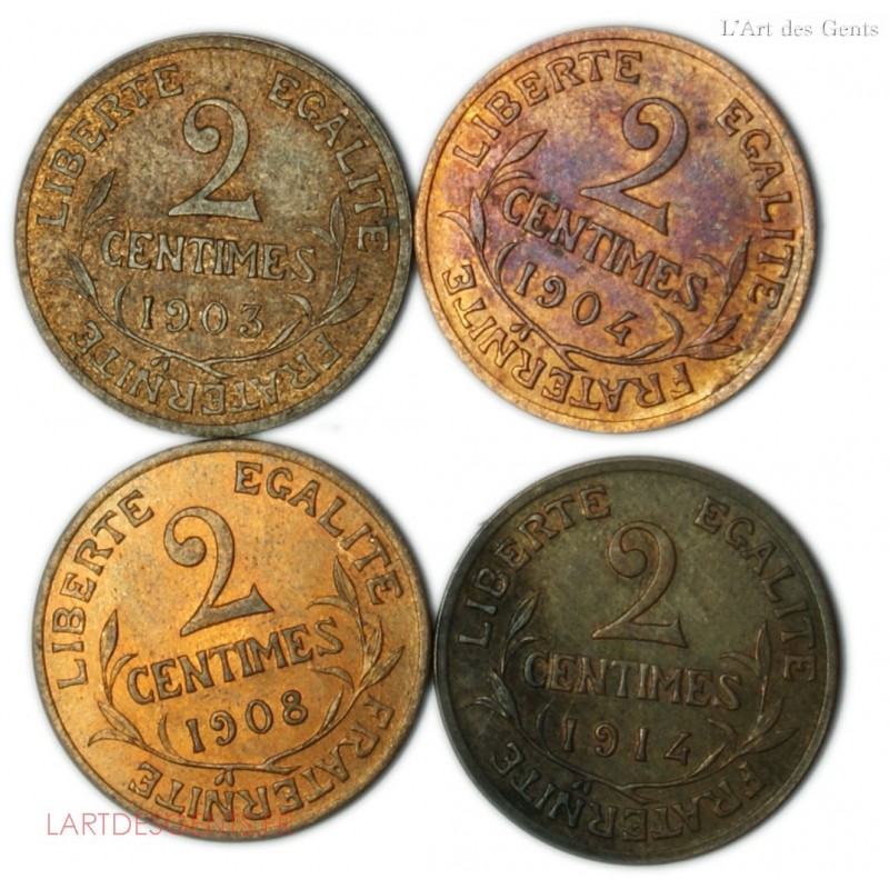 Daniel Dupuis - 2 centimes 1903,1904,1908,1914.