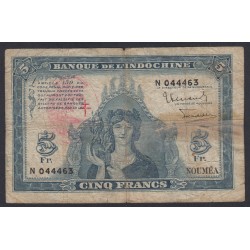 Billet Nouméa New-Hébrides 5 Francs 1945 Pick 5 lartdesgents.fr