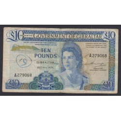 Billet Gibraltar 10 Pounds 1975  lartdesgents.fr