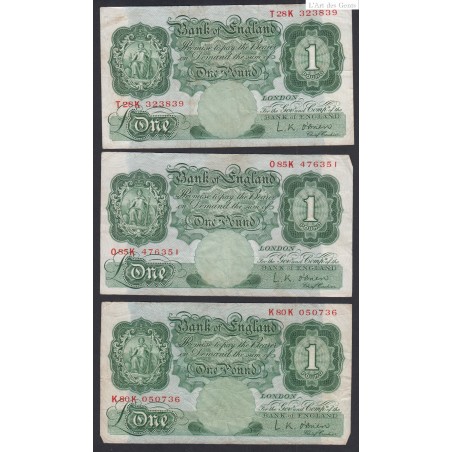 Lot de 3 Billets Grande bretagne  1 pound  - lartdesgents.fr