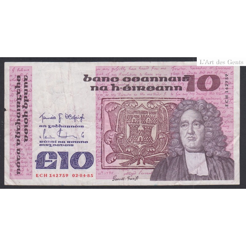 Billet Irelande 10 Pounds 1985 - ECH 142759  - lartdesgents.fr