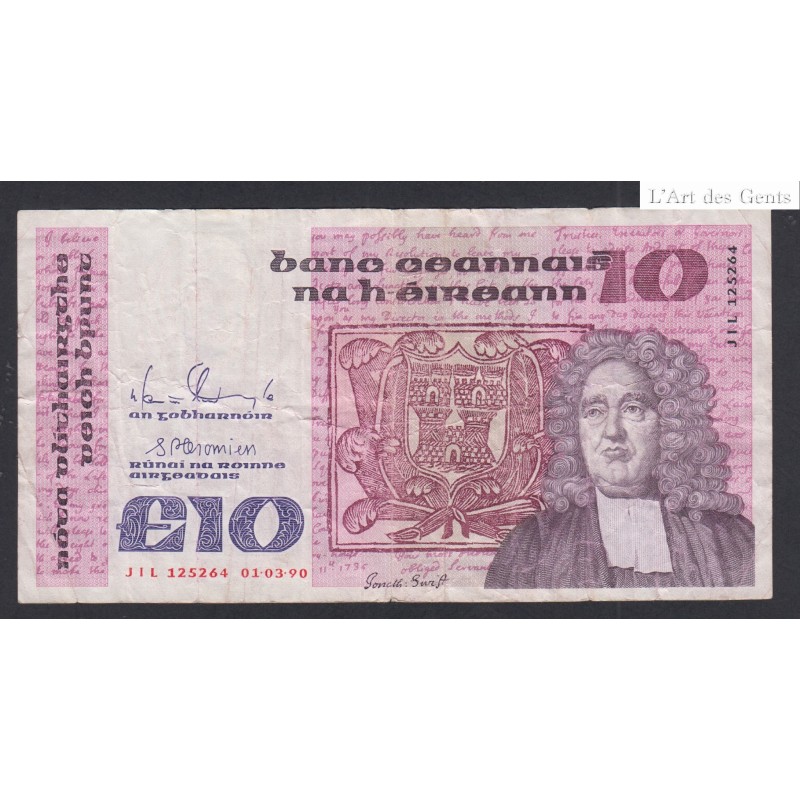 Billet Irelande 10 Pounds 1990 - JIL 125264  - lartdesgents.fr