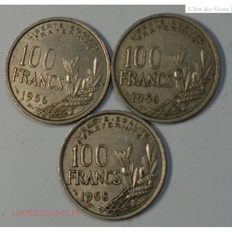 RANCE 3 MONNAIES DE 100 FRANCS 1956, 1956 B ET 1958 B, Rare