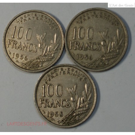RANCE 3 MONNAIES DE 100 FRANCS 1956, 1956 B ET 1958 B, Rare
