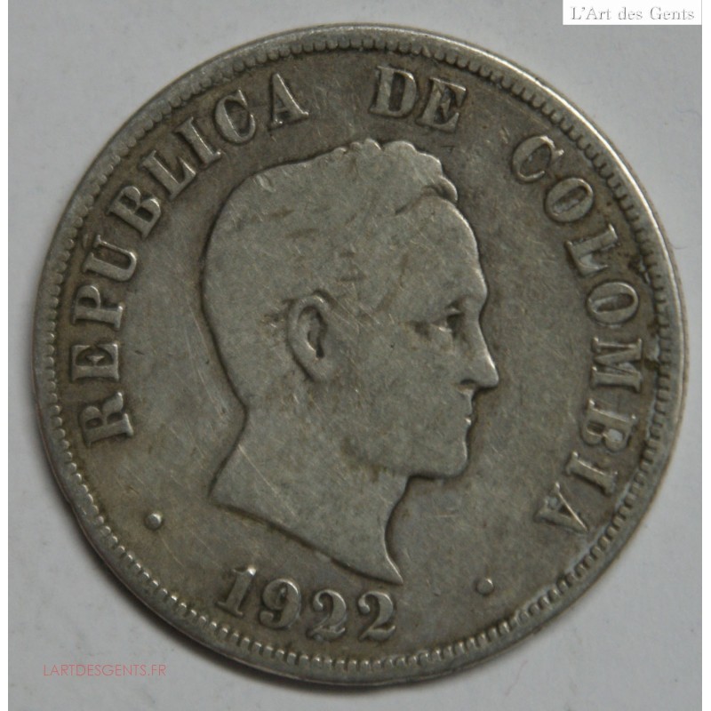 Colombie - 50 centavos 1922, lartdesgents.fr