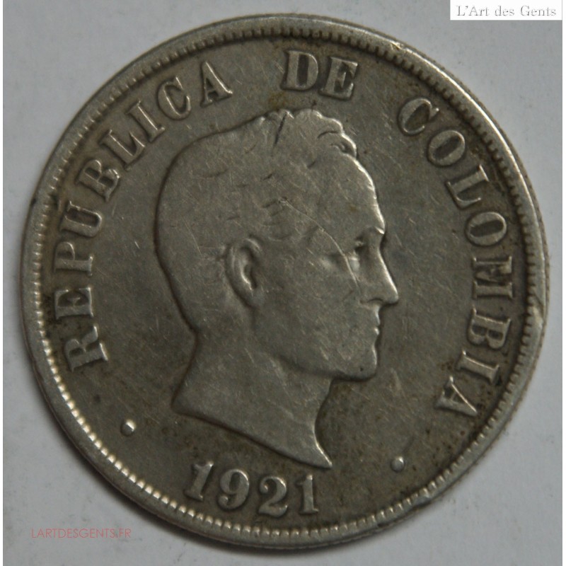 Colombie - 50 centavos 1921 (km.133.1), lartdesgents.fr