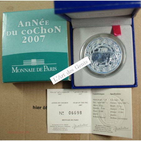 Coffret France 1/4 euros, Année du COCHON, BU 2007, lartdesgents.fr