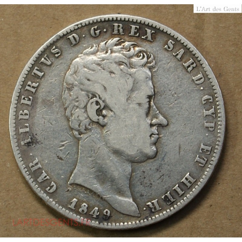 ITALIA - 5 LIRE 1849 Charles Albert, GENES, lartdesgents.fr