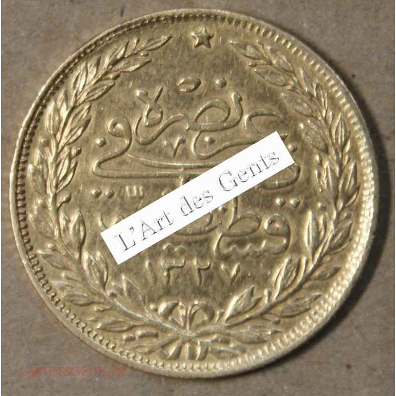 Turquie/Turkey, 100 Kuruch 1327-6/1914, KM.754 or/gold, lartdesgents.fr
