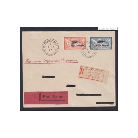 Timbres Poste Aérienne n°1 et n°2 Sur Lettre - Oblitérés - cote 500 Euros - signés - lartdesgents.fr