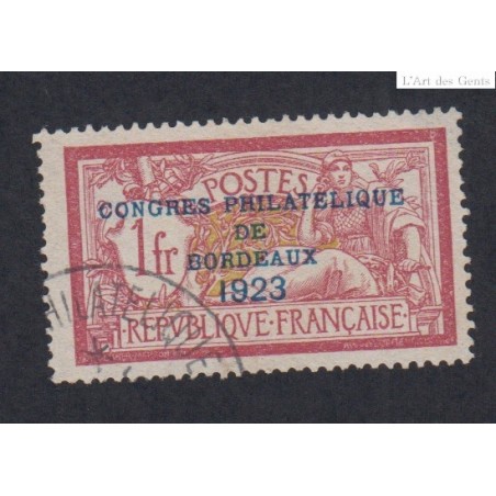 Timbre France n°182 congrès de bordeaux - 1923 Oblitéré signé cote 650 Euros lartdesgents.fr