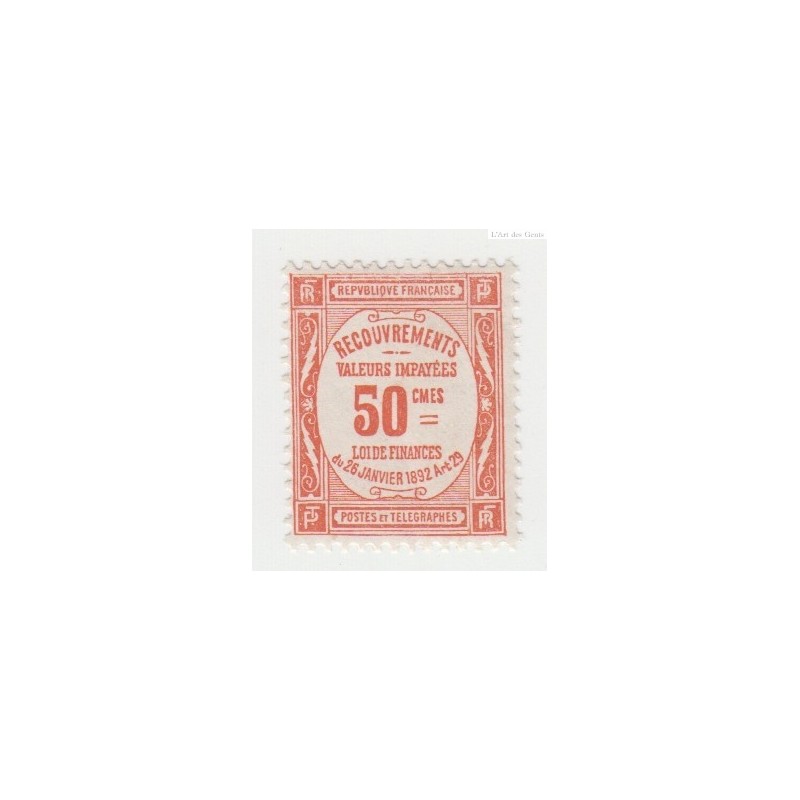 Timbre Taxe n° 47 neuf* 1908-1925 cote 450 euros - signé, lartdesgents.fr