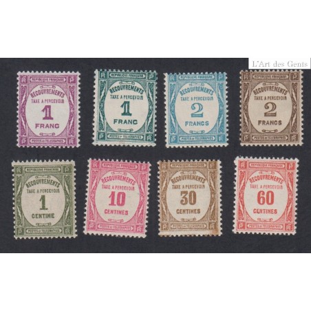 Série Timbres Taxe Recouvrement n°55 à n°62 neufs** 1927-1931 - cote 700 euros, Signés  lartdesgents.fr