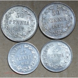 Finlande 50 pennia 1916s+1917s, 25 pennia 1916s+1917s (1), lartdesgents.fr
