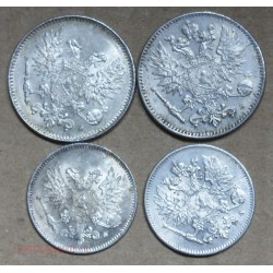Finlande 50 pennia 1916s + 1917s, 25 pennia 1916s + 1917s (5), lartdesgents.fr