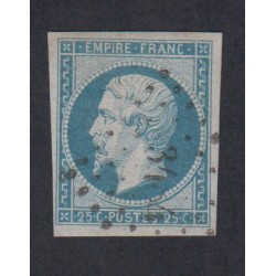 Timbre France n°15 Napoléon III- 1853 oblitéré - Signé cote 290 Euros lartdesgents.fr