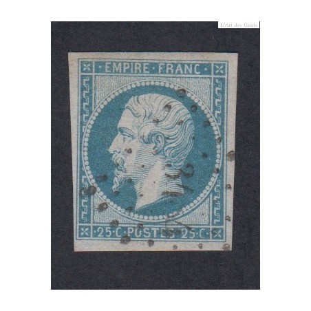 Timbre France n°15 Napoléon III- 1853 oblitéré - Signé cote 290 Euros lartdesgents.fr