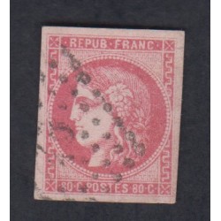 Timbre France n°49 émission Bordeaux 1870 Oblitéré signé cote 350 Euros lartdesgents.fr